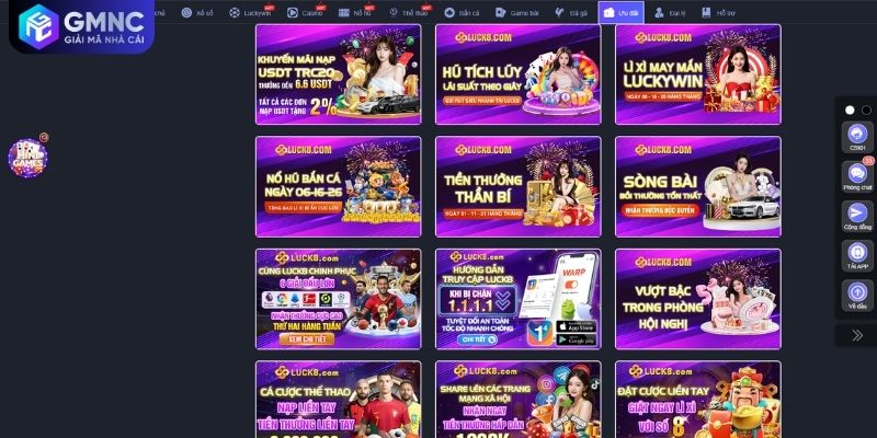 Tổng hợp các chương trình ưu đãi LUCK8 nổi bật